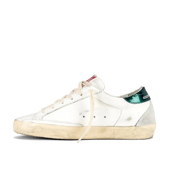 GOLDEN GOOSE x REVOLVE Superstar Sneaker in White, Platinum, & Emerald Green - Picture 3 of 8